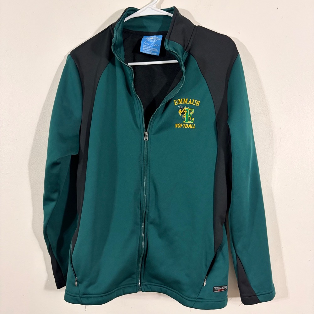 Charles River Apparel Jacket Women L Green  Emmaus Softball Zip Up FLEECE